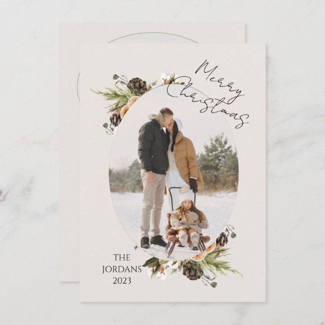 Cone Grenar-Helgdag för julfoto Inbjudningar (Fram/baksida)