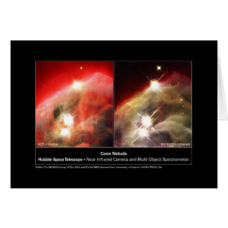 Cone Nebula NGC 2264, synlig i bubblor vs. infrarö Hälsningskort