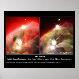 Cone Nebula NGC 2264, synlig i bubblor vs. infrarö Poster