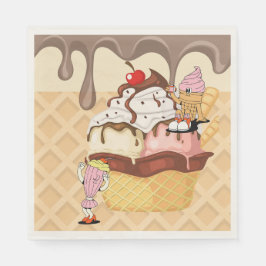 Cone-tecken för barn Ice Cream Party Pappersservett