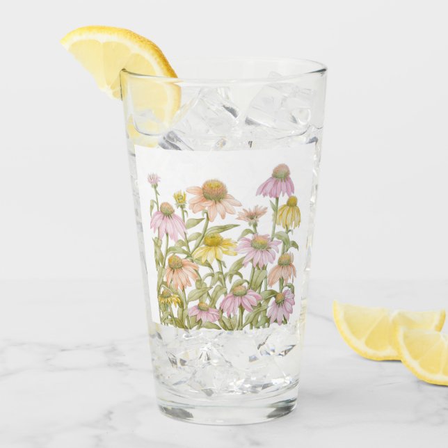 Coneflowers Blommigt Botanical Art Watercolor Glaskopp (Framsida Ice)