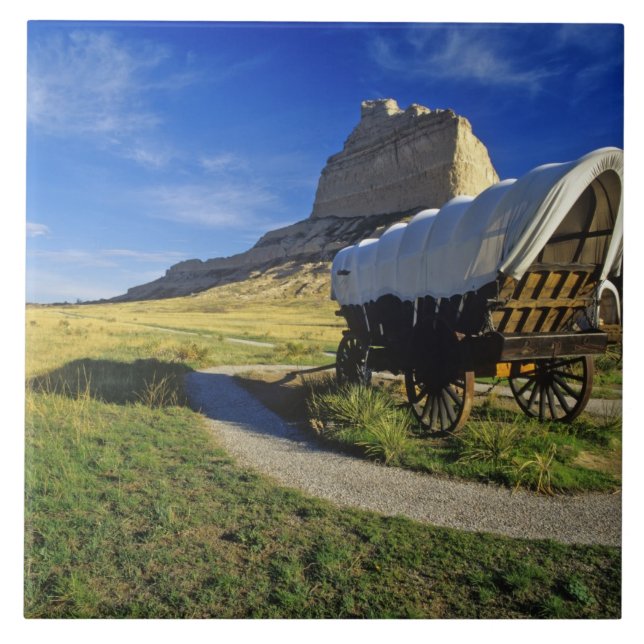 Conestoga-vagn vid Scottsbluff National Kakelplatta (Framsidan)