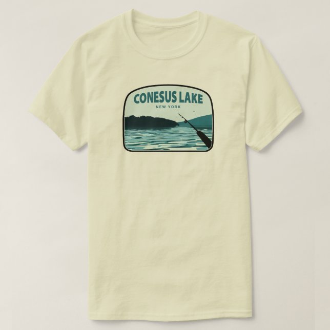 Conesus Lake New York Fishing Rod T Shirt (Design framsida)