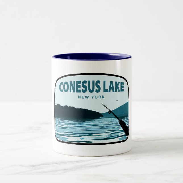Conesus Lake New York Fiskespö Två-Tonad Mugg (Center)