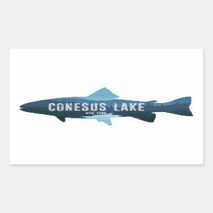 Conesus Sjö New York Fish Rektangulärt Klistermärke