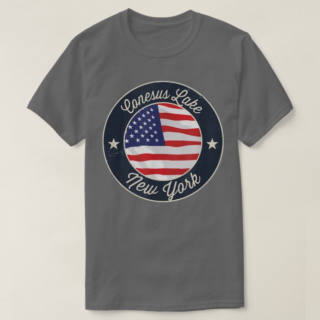 Conesus Sjö - Patriotic New York Souvenir T-Shirt (Design framsida)