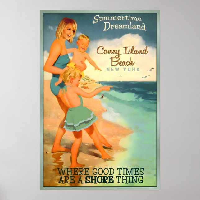 Coney Island Beach Brooklyn New York Affisch Ny (Framsidan)