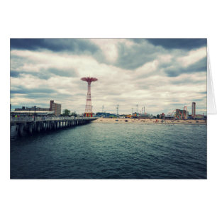 Coney Island Beach Panorama Hälsningskort