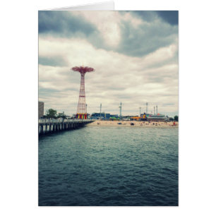 Coney Island Beach Panorama Hälsningskort