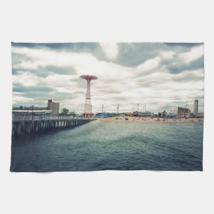 Coney Island Beach Panorama Kökshandduk