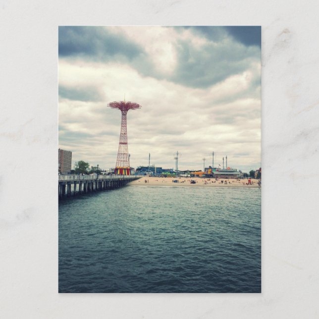 Coney Island Beach Panorama Vykort (Framsida)