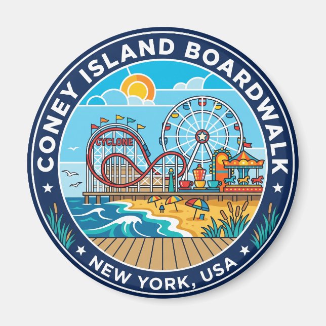Coney Island Boardwalk USA Magnet (Framsidan)