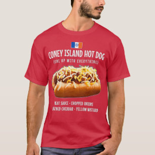 Coney Island Hett Hund Kött Sauce Onions Cheddar T Shirt
