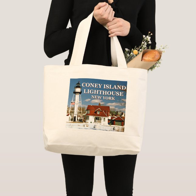 Coney Island Lighthouse, New York Jumbo Tote Bag Jumbo Tygkasse (Framsida (produkt))