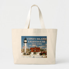 Coney Island Lighthouse, New York Jumbo Tote Bag Jumbo Tygkasse