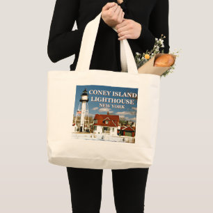 Coney Island Lighthouse, New York Jumbo Tote Bag Tygkasse