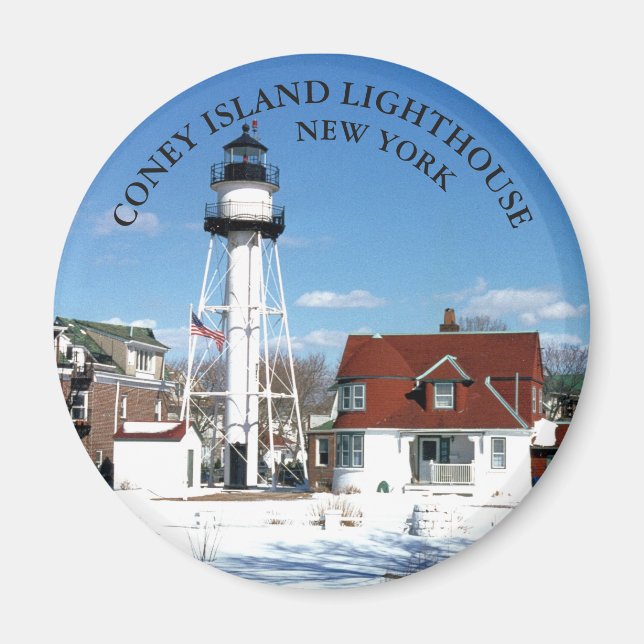 Coney Island Lighthouse, New York Round Magnet (Framsidan)