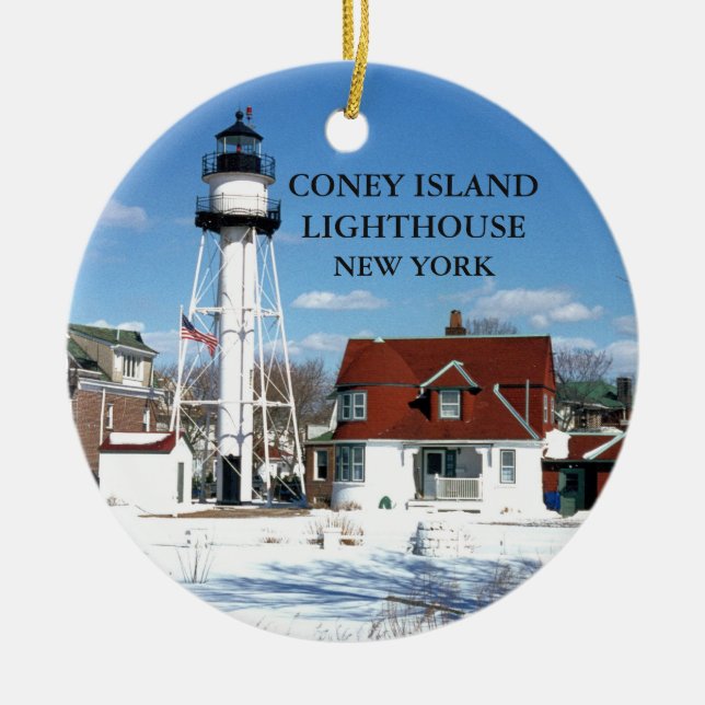 Coney Island Lighthouse, New York-utsmyckning Julgransprydnad Keramik (Framsidan)