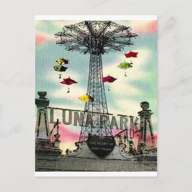 Coney Island Luna Park Amusement Park Brooklyn ny Vykort (Framsida)