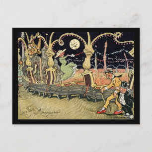 Coney Island, Luna Park, Moonlight, Vintage Vykort
