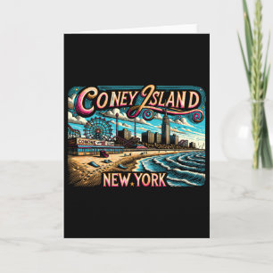 Coney Island New York Resa Sommar Familje Semester Kort