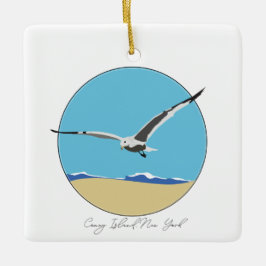 Coney Island, New York Sea Gull över Beach Julgransprydnad Keramik