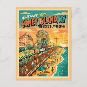Coney Island NY Amerikas Lekplats Vykort