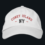 CONEY ISLAND NY Preppy Red Black on White Broderad Keps<br><div class="desc">Preppy CONEY ISLAND NY Red and Black broiderade på vit bomullshatt. Embroidery färger är anpassade till andra alternativ i färg genom att klicka på knappen Redigera design i verktyg. Du kan också välja färg på huvudobjektssidan.</div>