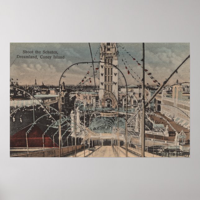 Coney Island, NY - Shoot the Schutes Ride Poster (Framsidan)