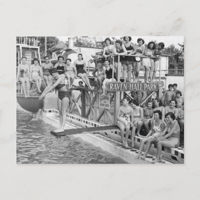 Coney Island Pool-1824025.bw.jpg Vykort (Framsida)