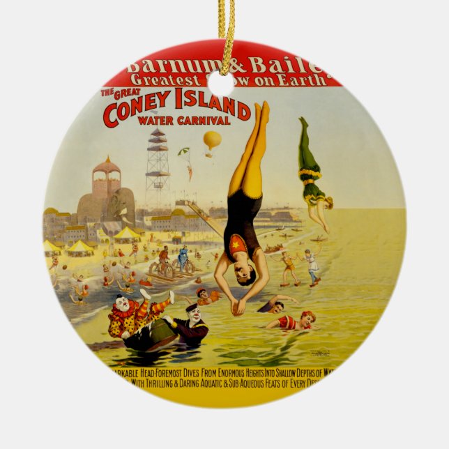 Coney Island Sideshow Poster Julgransprydnad Keramik (Framsidan)