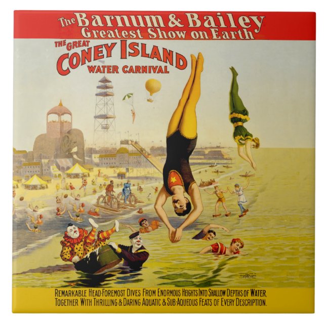 Coney Island Sideshow Poster Kakelplatta (Framsidan)