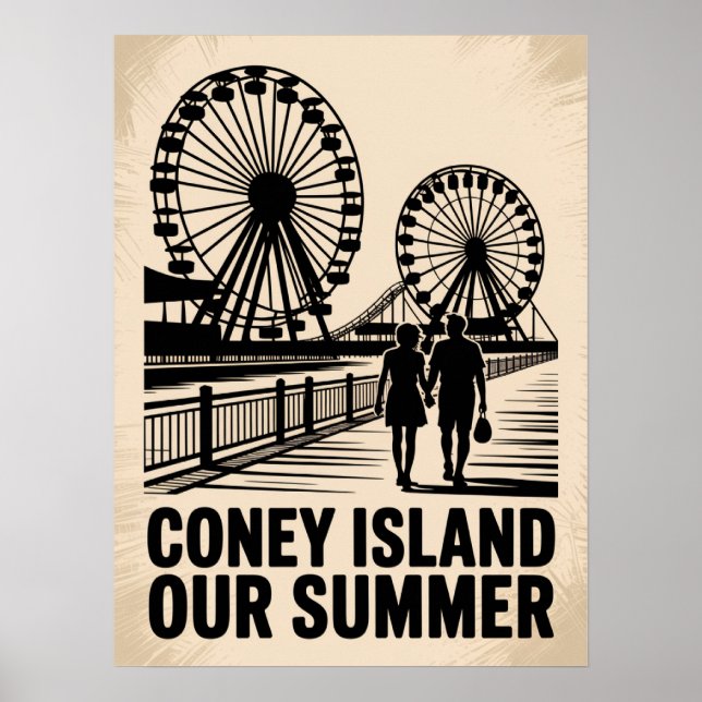 Coney Island Vår Sommar Siluett Poster (Framsidan)