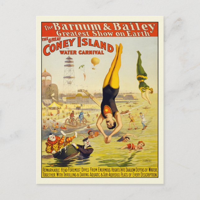 Coney Island Vatten Carnival Postcard Poster Vykort (Framsida)