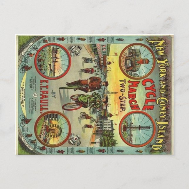 Coney Island Vintage Postcard Vykort (Framsida)