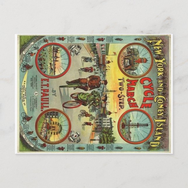 Coney Island Vintage Postcard Vykort (Framsida)