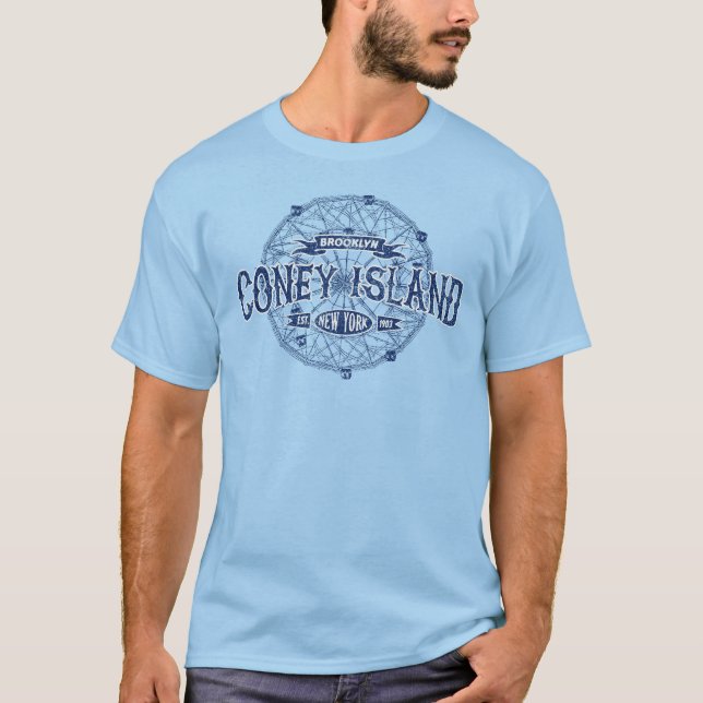 Coneyö Brooklyn New York Retro Amerika Tee Shirt (Framsida)