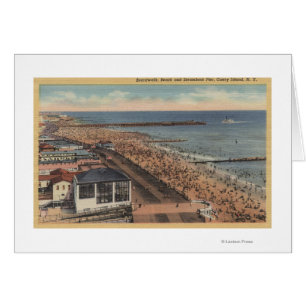 Coneyö, New York - Boardwalk, strand Hälsningskort