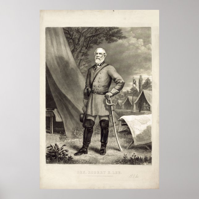 Confederate General Robert E. Lee Porträtt Print Poster (Framsidan)