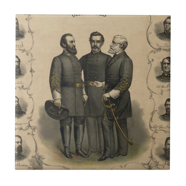 Confederate Generals Civil Krig 🎖️ ⚔️ Heroes Kakelplatta (Framsidan)
