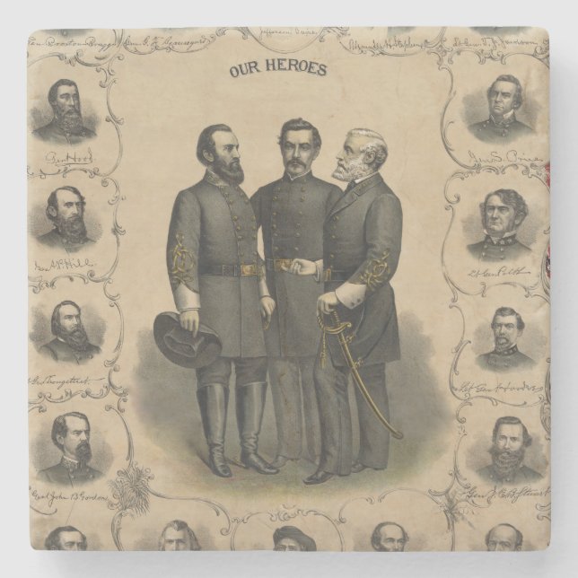 Confederate Generals Civil Krig 🎖️ ⚔️ Heroes Underlägg Sten (Framsidan)