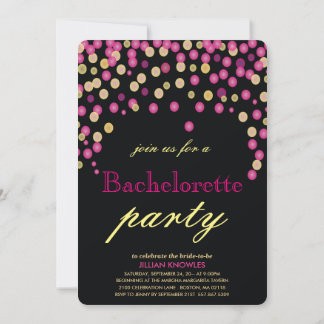 Confetti Bachelorette Faux Rosa Glitter Hen Party Inbjudningar