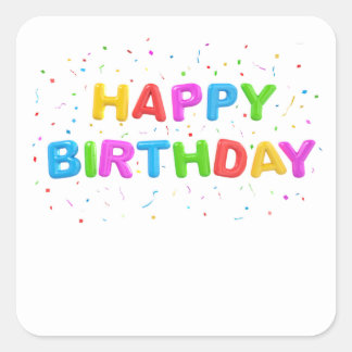 Confetti Birthday Stickers Fyrkantigt Klistermärke