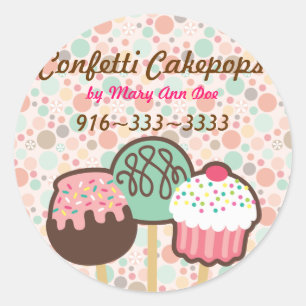 Confetti Cake Pops Stickers-etiketter Runt Klistermärke