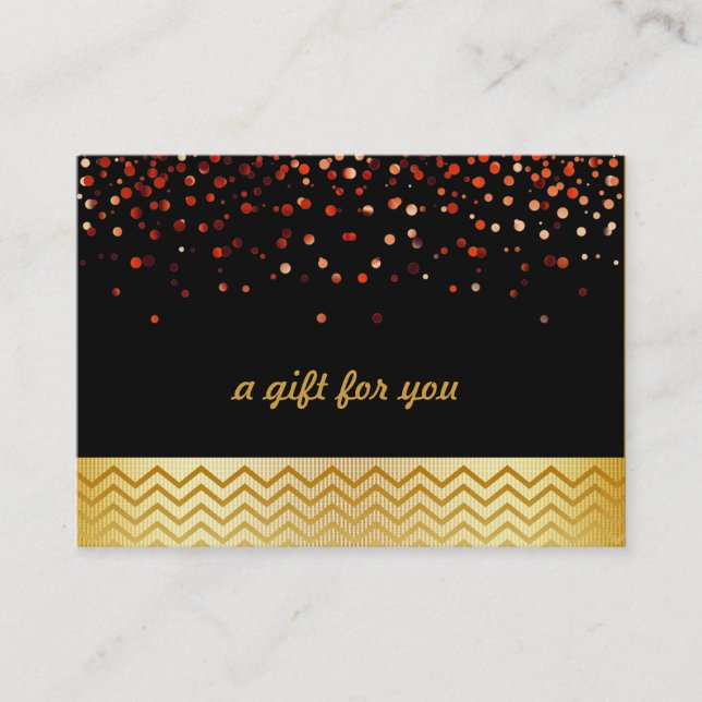 Confetti Chevron Salon and Spa Gift Certificate Rabattkort (Framsida)