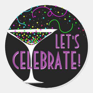 Confetti Cocktail Firande Round Sticker Runt Klistermärke