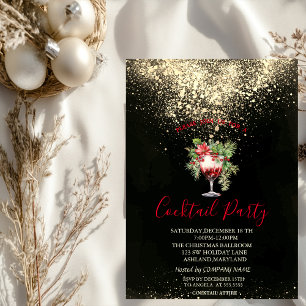 Confetti Cocktail Poinsettia Julfest Inbjudningar