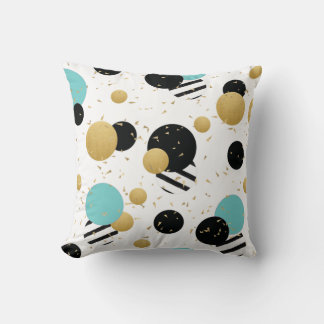 Confetti Dot Party Black Teal och Guld Kudde