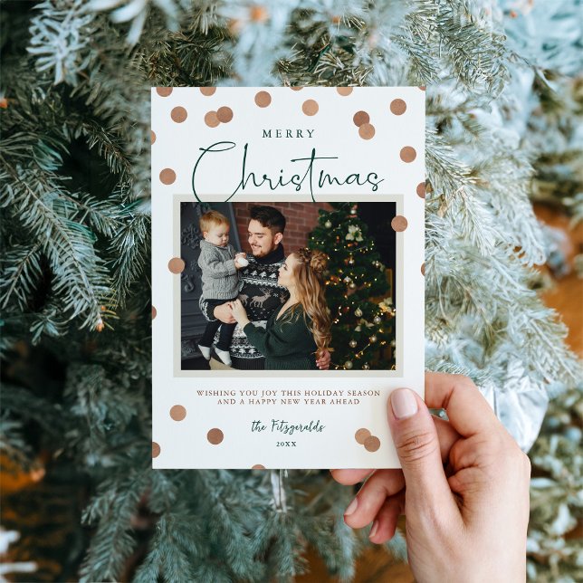 Confetti Dots God jul 2 Photo Julkort (Skapare uppladdad)