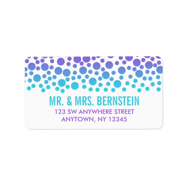 Confetti Dots Lila Teal Adress Adressetikett (Framsidan)